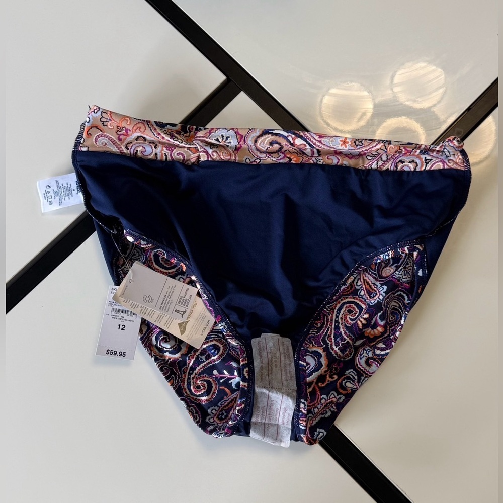 New Lands' End Size 12 Underwire Wrap Tie Tankini Set High Waist Retro Paisley - Picture 5 of 13